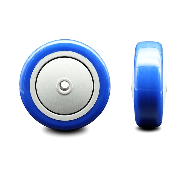 SCC - 4" Blue Poly on Polyolefin Wheel Only - 3/8" Bore - 350 lbs Capacity